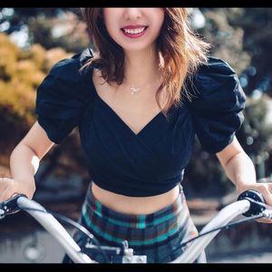 C/meo crop top, black, medium